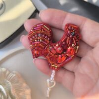 Брошь Петушок на палочке, брошь в русском стиле