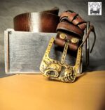 Ремень из натуральной кожи авторской ручной работы « медведь» — изображение 8