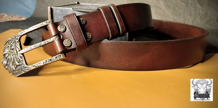 Ремень ручной авторской работы из натуральной кожи« Лев» — изображение 6