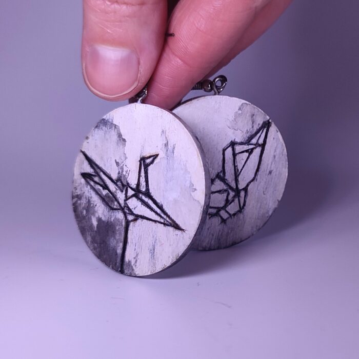 деревянные серьги Журавли — изображение 4