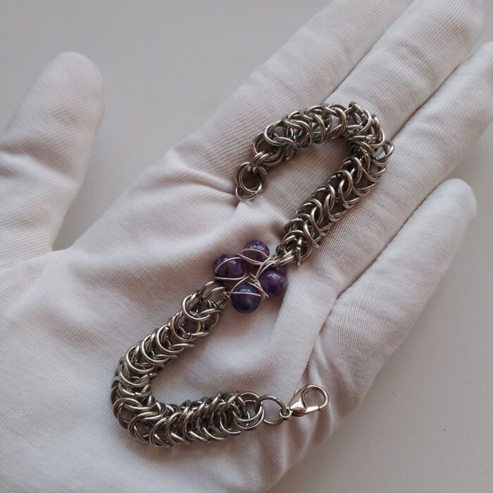 Браслет из стали с чароитами "Фиалка" — изображение 6