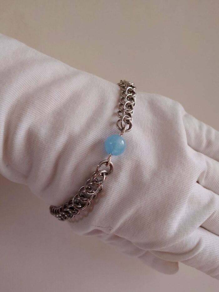 Браслет с аквамарином из стали — изображение 3