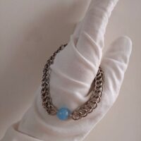 Браслет с аквамарином и стали