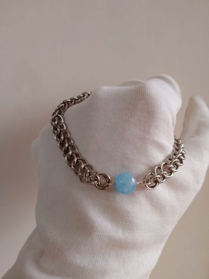 Браслет с аквамарином из стали — изображение 6