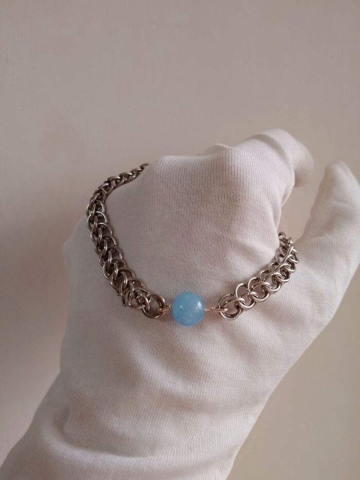 Браслет с аквамарином из стали — изображение 4