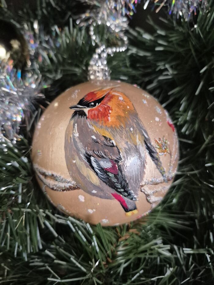 Ёлочная игрушка новогодний шар "Свиристели" — изображение 4