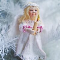 Ватная игрушка "Свет ангела" Интерьерная декоративная игрушка, елочное украшение