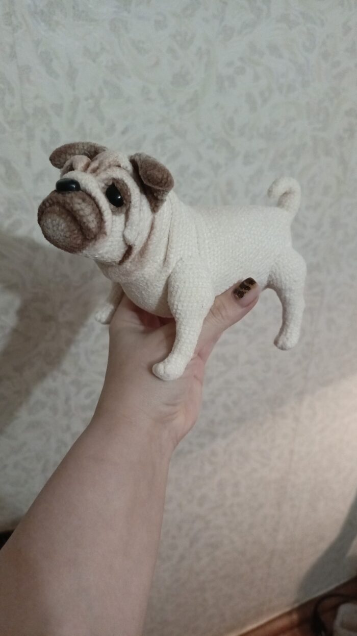 Интерьерная каркасная игрушка " Плюшевый мопс" — изображение 2