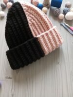 Шапка с отворотом зимняя, женская, крючком крупной вязкой — изображение 18