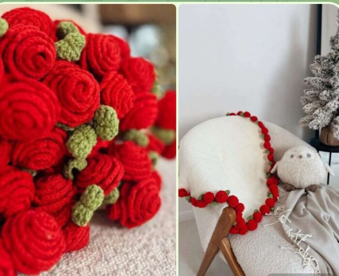 «Императорский букет» вязанный плед — изображение 3