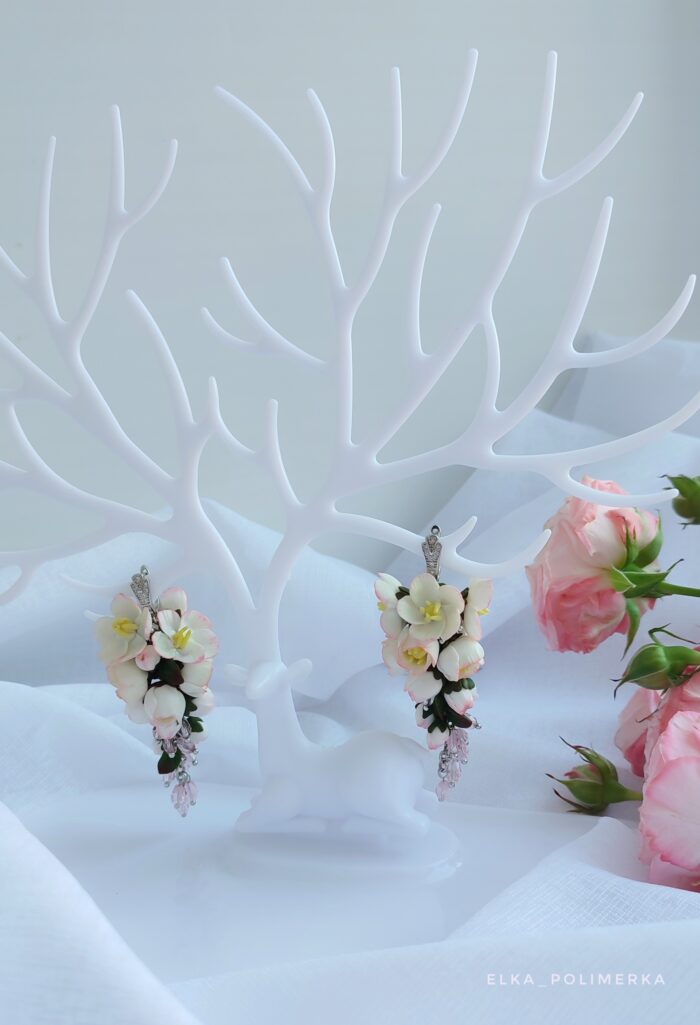 Комплект украшений: кулон и серьги с цветами вишни — изображение 4