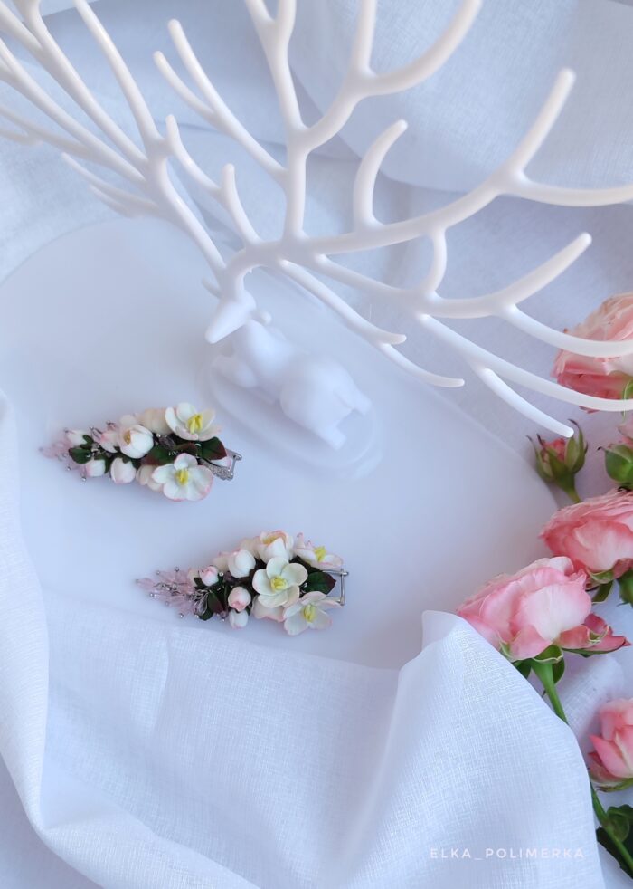 Комплект украшений: кулон и серьги с цветами вишни — изображение 2