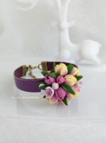 Комплект: браслет из натуральной кожи и серьги с тюльпанами — изображение 4