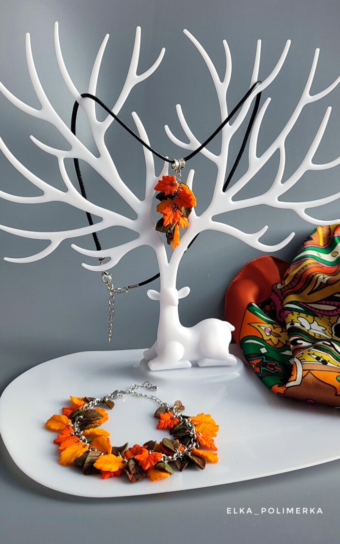 Комплект украшений: браслет и кулон из полимерной глины — изображение 3