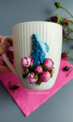 Набор: кружка "Кит в пионах", ложка с пионами — изображение 4