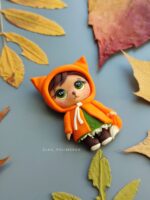 Брошь «Лисёнок» из полимерной глины