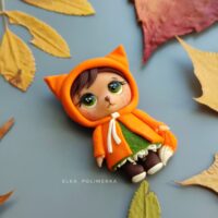 Брошь «Лисёнок» из полимерной глины