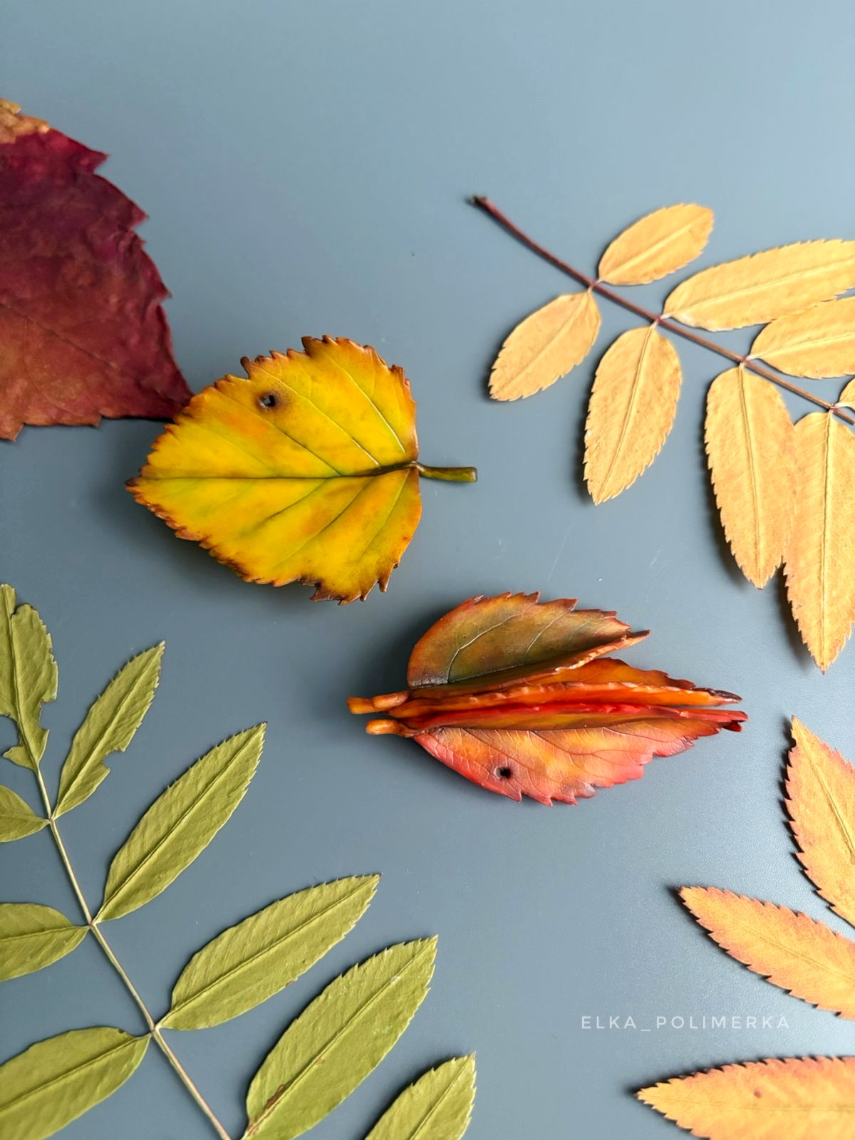 Броши «Осенние листочки» из полимерной глины