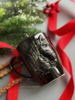 Авторская кружка с декором из полимерной глины «Голова лошади»