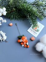 Брошь-игла с мандаринками и бадьяном (или белыми цветочками)