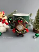 Кружка с декором из полимерной глины «Новогодние куранты» — изображение 4