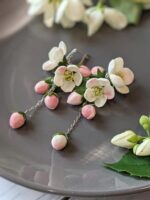 Серьги и подвеска Яблоневый цвет (комплект)