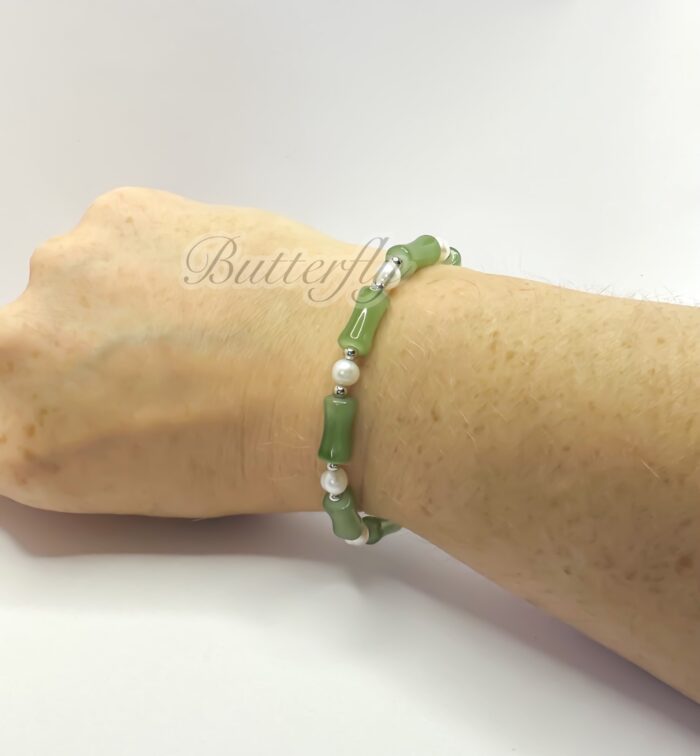 Браслет и серьги жемчуг и нефрит — изображение 6