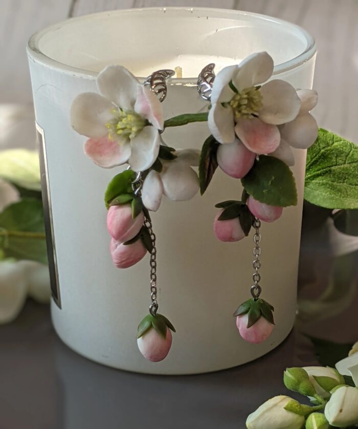 Серьги и подвеска Яблоневый цвет (комплект) — изображение 2