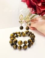Браслет и серьги из тигрового глаза