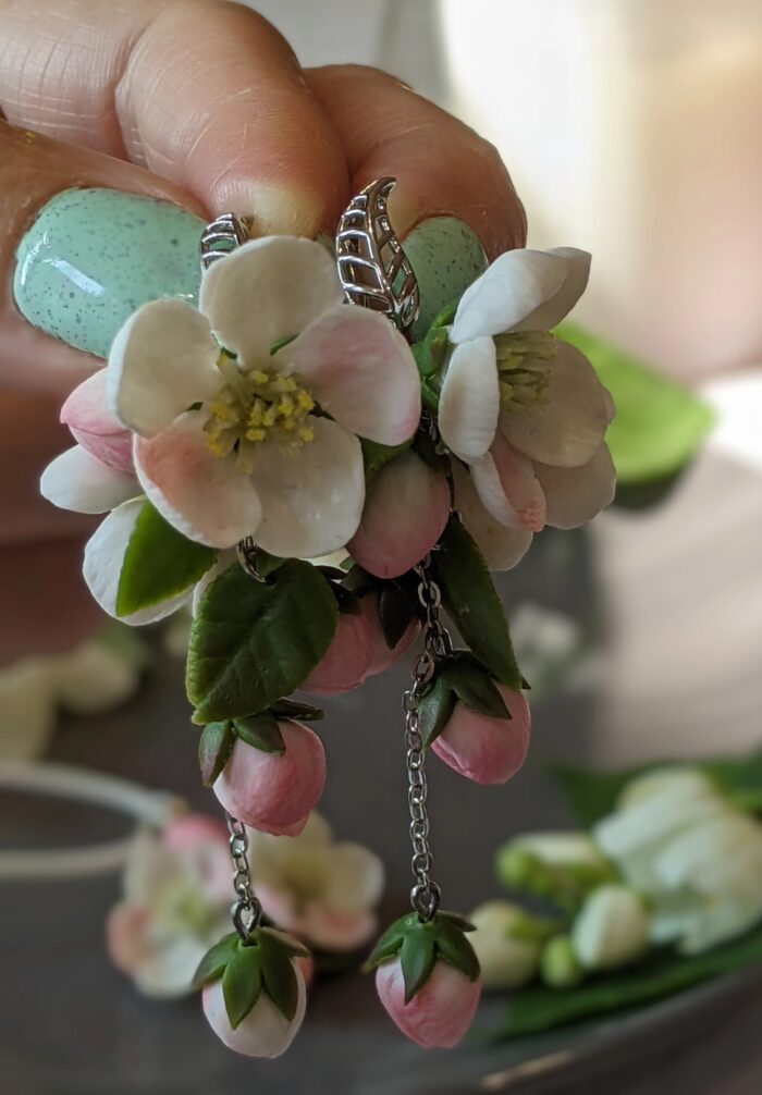 Серьги и подвеска Яблоневый цвет (комплект) — изображение 3