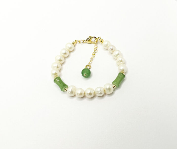 Браслет и серьги жемчуг и нефрит — изображение 3