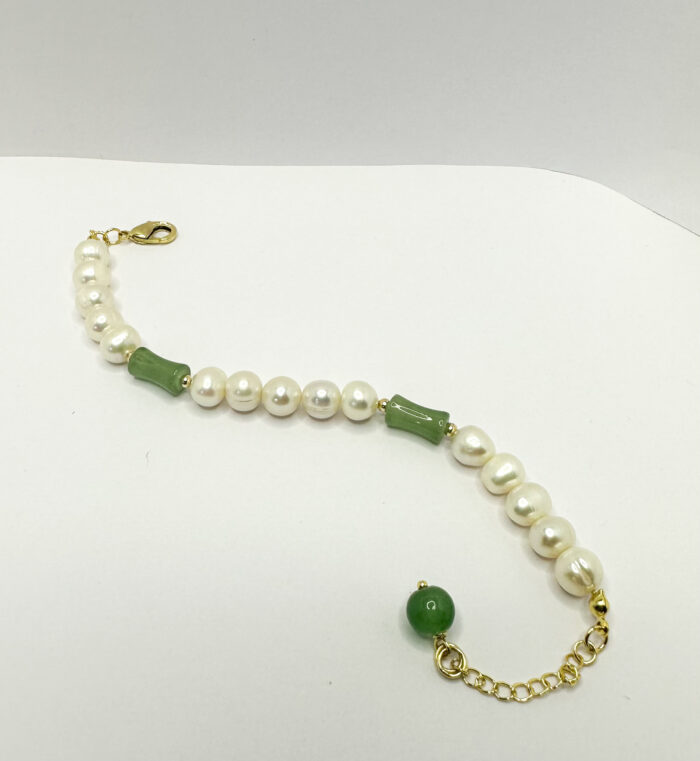 Браслет и серьги жемчуг и нефрит — изображение 4