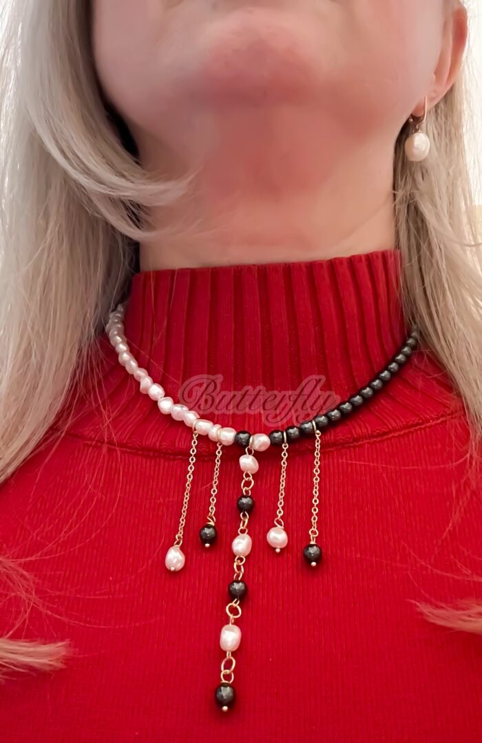 Колье из гематита и жемчуга — изображение 2