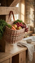 Подвесная плетеная корзина для овощей и фруктов — изображение 3