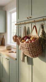 Подвесная плетеная корзина для овощей и фруктов — изображение 4