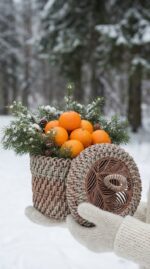 Плетеная круглая шкатулка корзинка — изображение 6