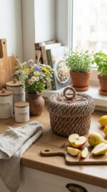 Плетеная круглая шкатулка корзинка — изображение 2