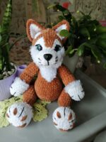 Собака Хаски вязанная игрушка