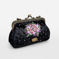 Сумка ручной работы на фермуаре с вышивкой, косметичка с фермуаром