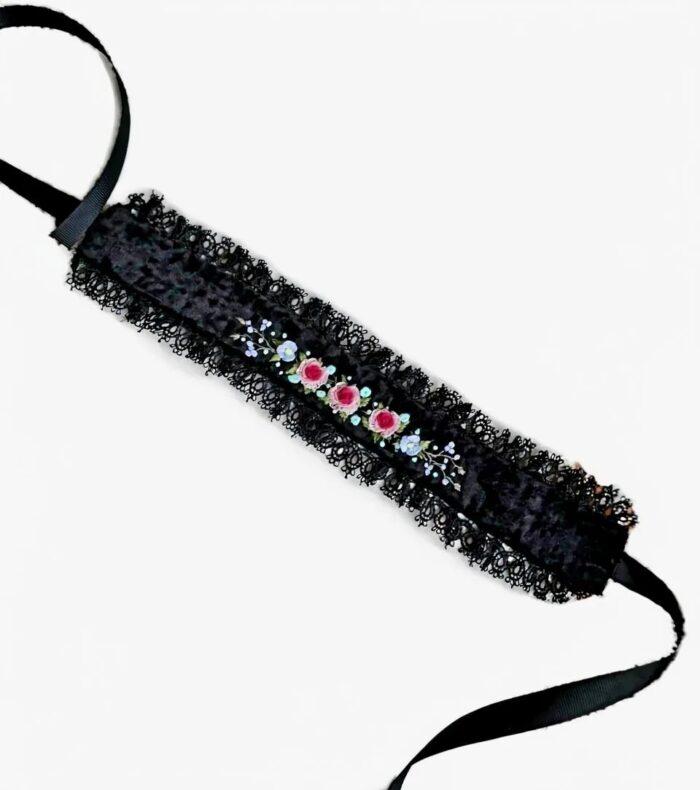 Чокер бархатный ручной работы с вышивкой — изображение 3