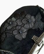 Сумка ручной работы из чёрной экозамши с аппликацией — изображение 3