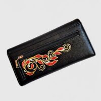 Кошелек женский из натуральной кожи с точечной росписью