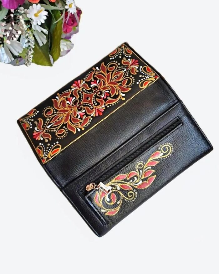 Кошелек женский из натуральной кожи с точечной росписью — изображение 2