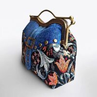 Сумка женская из джинсы и гобелена, саквояж