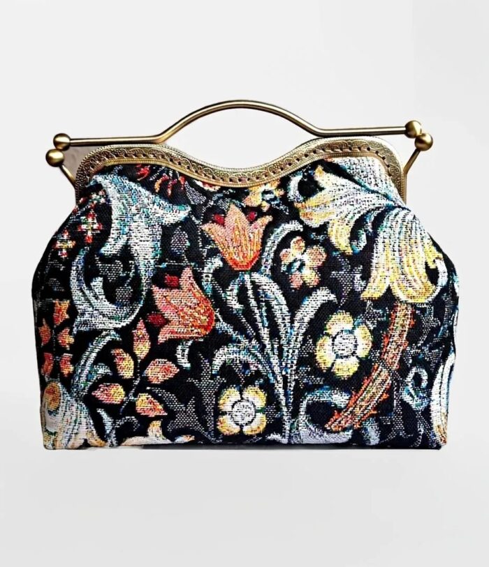 Сумка женская из джинсы и гобелена, саквояж — изображение 3