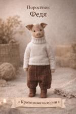 Поросёнок Федя — авторская игрушка ручной работы Серия «Крохотные истории» Поросёнок Федя — миниатюрная текстильная игрушка ручной работы с характером маленького исследователя.