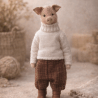 Авторская интерьерная кукла "Поросёнок Федя"