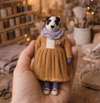 Панда Рита — авторская миниатюрная игрушка ручной работы, созданная в магазине «Волшебная Мастерская», утончённая дама с безупречным вкусом.