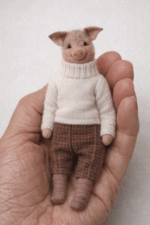 Поросёнок Федя — авторская игрушка ручной работы Серия «Крохотные истории» Поросёнок Федя — миниатюрная текстильная игрушка ручной работы с характером маленького исследователя.