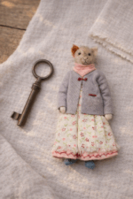 Кошечка Тина — нежная героиня серии «Крохотные истории». Теплая, спокойная, немного задумчивая — она словно хранит тихие домашние тайны. Создана вручную в Волшебной Мастерской с любовью к деталям и настроению.